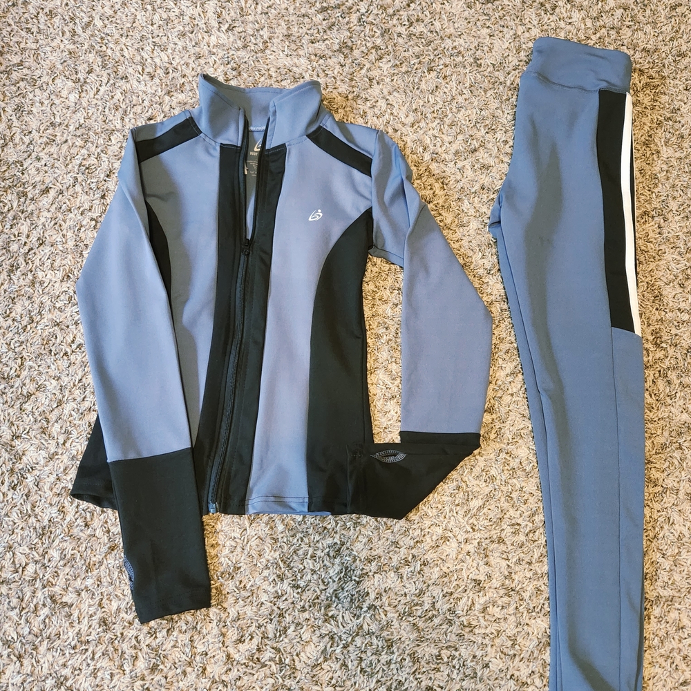 Blue and Black Activewear Set